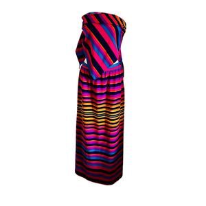 Vintage 1960s stripe polyester maxi skirt and scarf.
